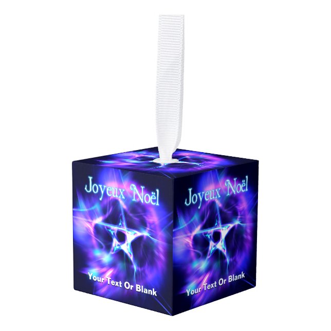 Joyeux Noёl - Bright Star Cube Ornament (Front Angled)