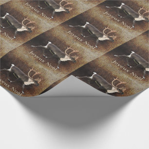 Joyeux Noёl - Bull Caribou (Reindeer) Wrapping Paper