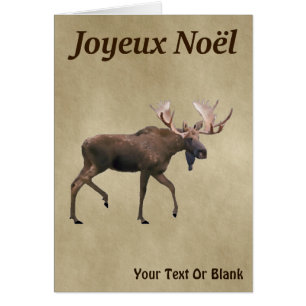 Joyeux Noёl - Bull Moose On Old Paper Cards