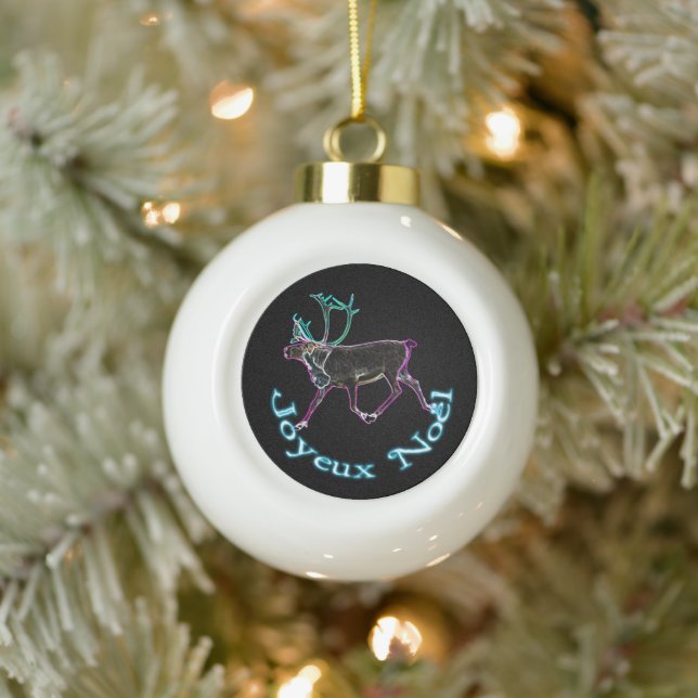 Joyeux Noёl - Electric Caribou Ceramic Ball Christmas Ornament (Tree)