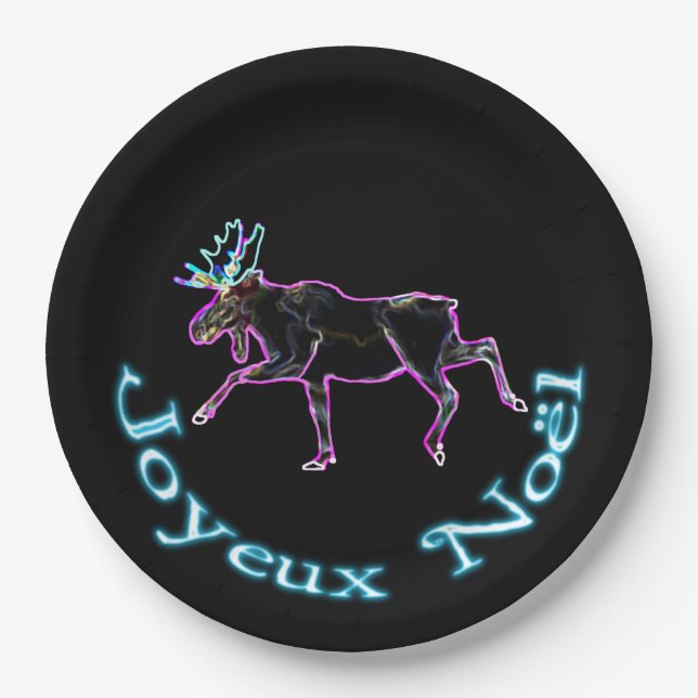 Joyeux Noёl - Electric Moose Paper Plates (Front)