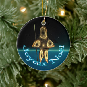 Joyeux Noёl - Fractal Inuit Hunter Ceramic Ornament