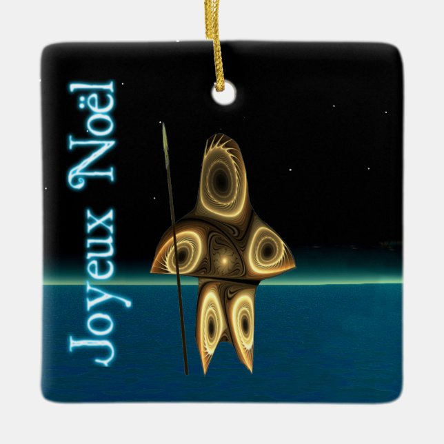 Joyeux Noёl - Fractal Inuit Hunter Ceramic Ornament (Front)