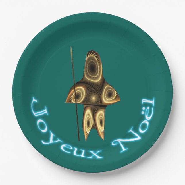 Joyeux Noёl - Fractal Inuit Hunter Paper Plates (Front)