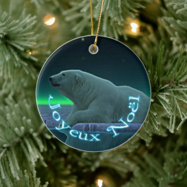 Joyeux Noёl - Ice Edge Polar Bear Ceramic Ornament (Tree)