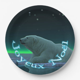 Joyeux Noёl - Ice Edge Polar Bear Paper Plates