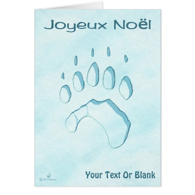Joyeux Noёl - Polar Bear Paw Print Cards (Front)