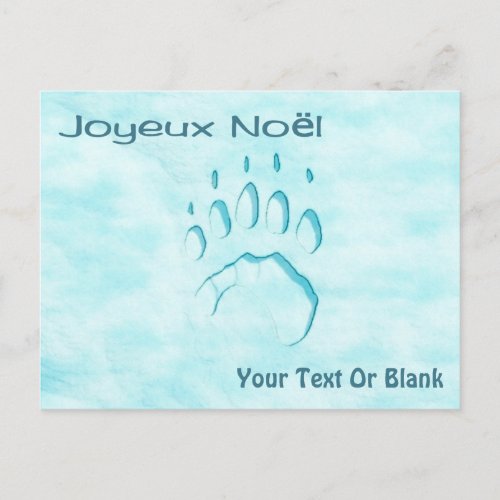 Joyeux Noёl _ Polar Bear Paw Print Postcard