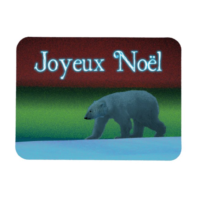 Joyeux Noёl - Polar Lights Polar Bear Magnet (Horizontal)