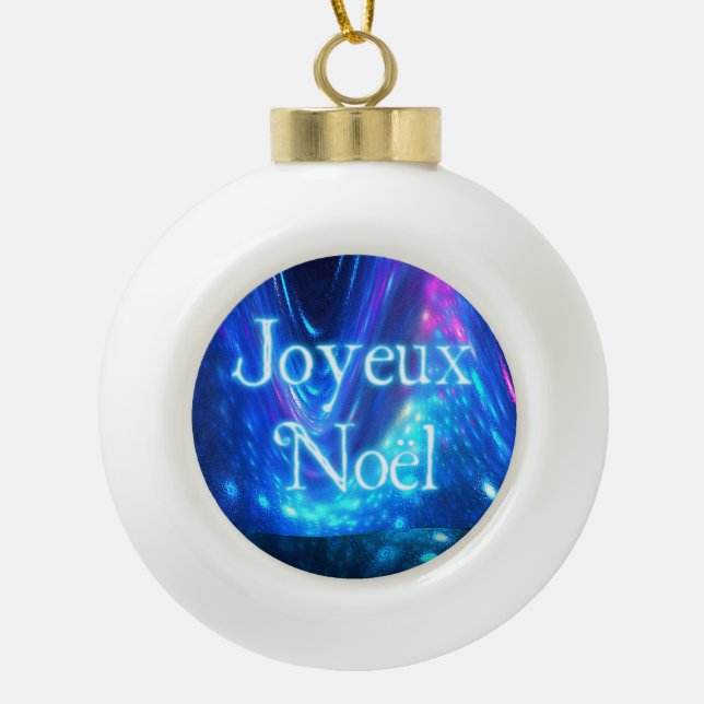 Joyeux Noёl - Qaanaaq - Northern Ceramic Ball Christmas Ornament (Front)