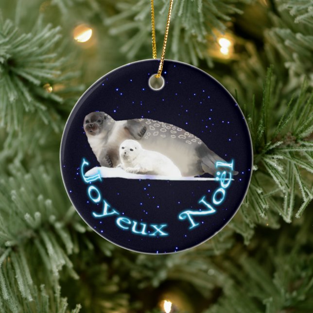 Joyeux Noёl - Ringed Seal Ceramic Ornament (Tree)