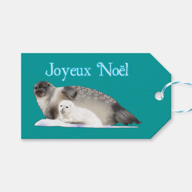 Joyeux Noёl - Ringed Seal Gift Tags (Front (Horizontal))