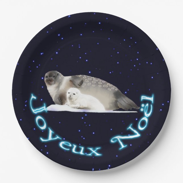 Joyeux Noёl - Ringed Seal Paper Plates (Front)