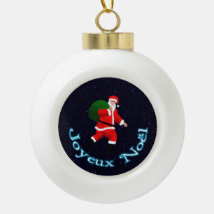 Joyeux Noёl - Santa Claus Ceramic Ball Christmas Ornament