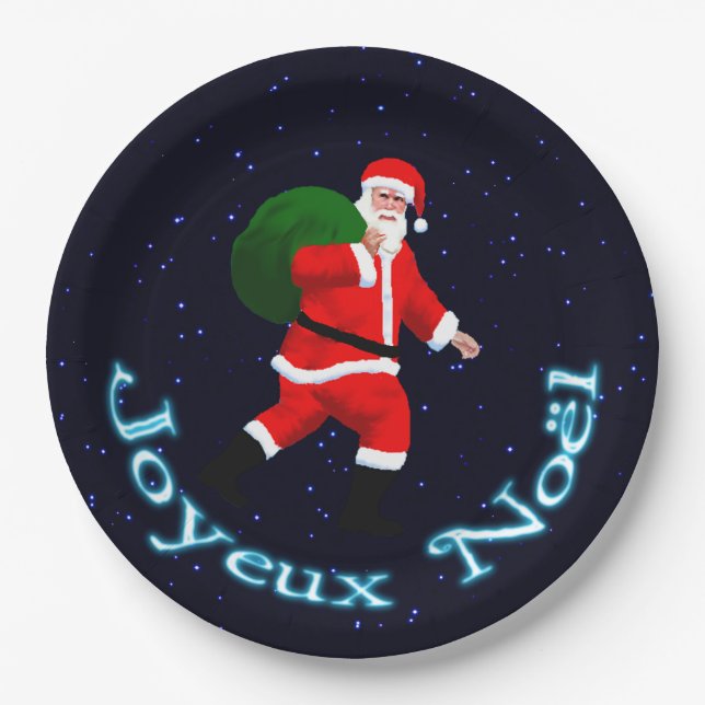 Joyeux Noёl - Santa Claus Paper Plates (Front)