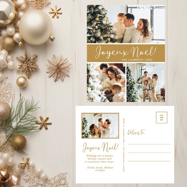 Joyeux Noel 4 Photo Holiday Postcard (Creator Uploaded)