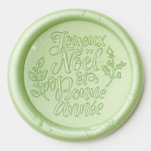 Joyeux Noël and Bonne Année Modern Calligraphy Wax Seal Sticker