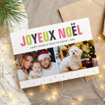 "Joyeux Noel" Bold and Colorful Christmas Holiday Card<br><div class="desc">Spread the holiday cheer with these bright and colorful Christmas cards.</div>