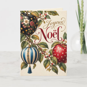 Joyeux Noël Botanical Apples French Greeting Holiday Card