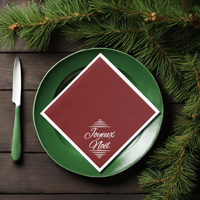 Joyeux Noel - burgundy  white Napkins (Creator Uploaded)