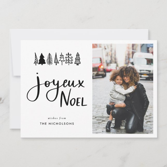 Joyeux Noel Casual Script Christmas Photo Holiday Card (Front)