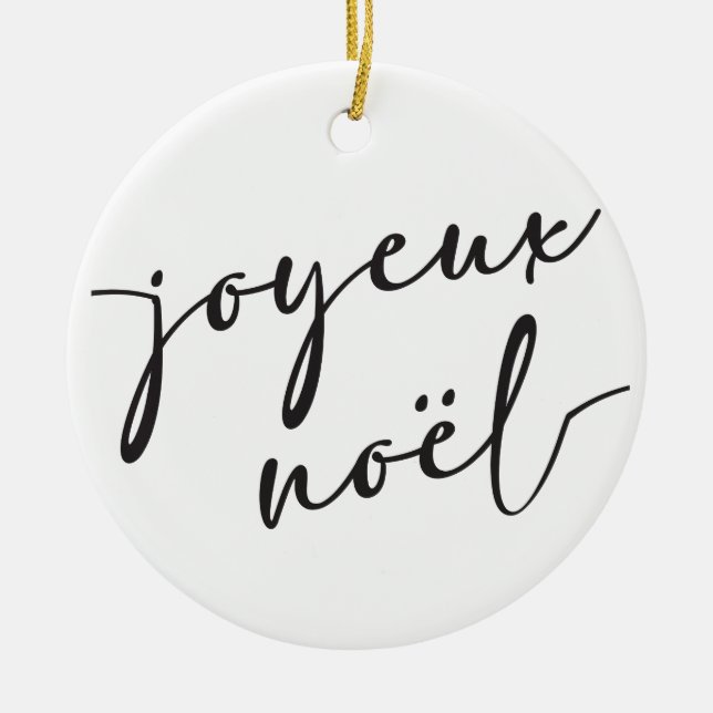 Joyeux Noel Christmas Card or French Xmas Ceramic Ornament (Front)