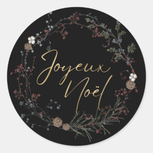 Joyeux Noel Christmas Classic Round Sticker
