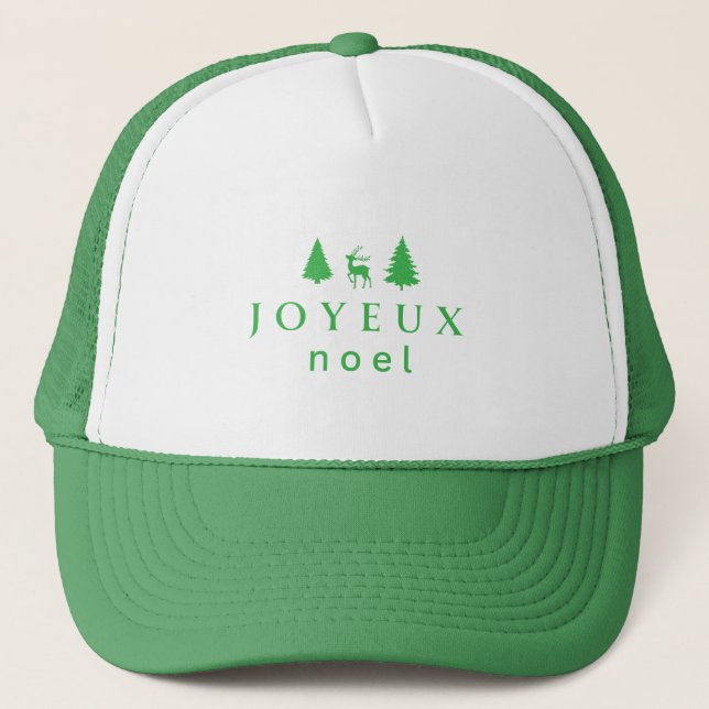 Joyeux Noel Christmas Design with Snowflakes Trucker Hat (Front)