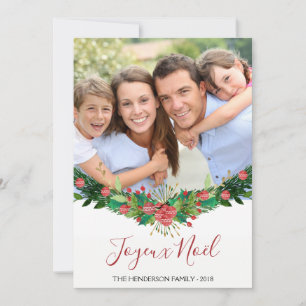 Joyeux Noël Christmas Garland Script Photo Card
