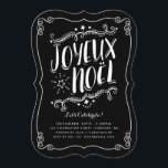 Joyeux Noel Christmas Holiday Party Invitation<br><div class="desc">Invite family and friends to celebrate the holidays with this fun and whimsical Joyeux Noel invitation. Features fanciful typography and hand-drawn embellishments in white text on a black background.</div>