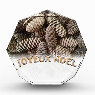 Joyeux Noel Christmas Holiday Pine Cone Acrylic Award