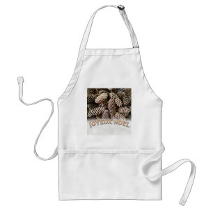 Joyeux Noel Christmas Holiday Pine Cone Adult Apron