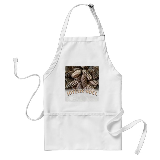 Joyeux Noel Christmas Holiday Pine Cone Adult Apron (Front)