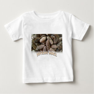 Joyeux Noel Christmas Holiday Pine Cone Baby T-Shirt