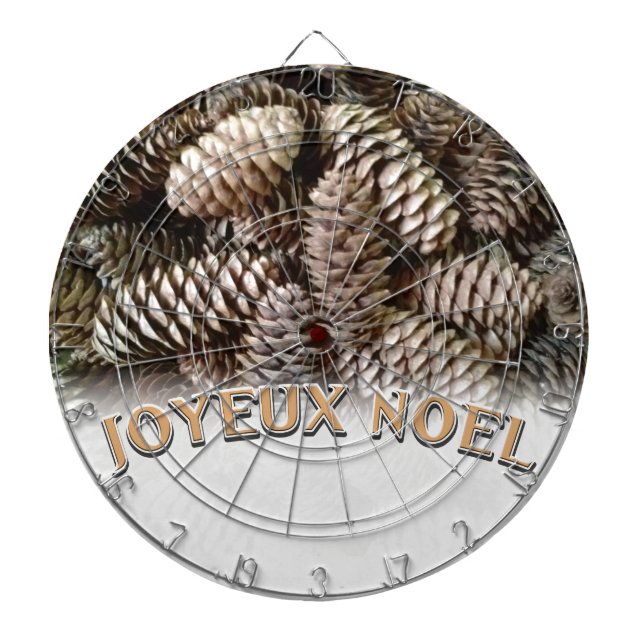 Joyeux Noel Christmas Holiday Pine Cone Dart Board (Front)