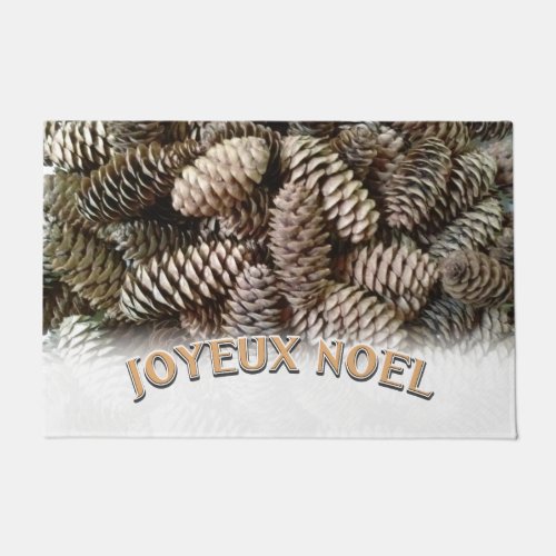 Joyeux Noel Christmas Holiday Pine Cone Doormat