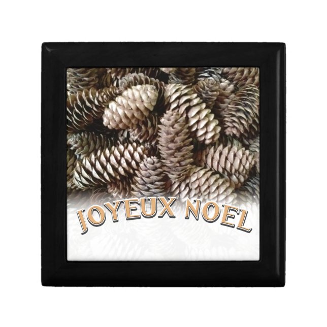 Joyeux Noel Christmas Holiday Pine Cone Keepsake Box (Front)
