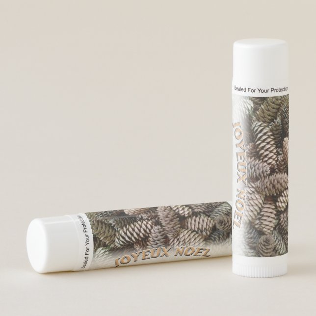 Joyeux Noel Christmas Holiday Pine Cone Lip Balm (Front)