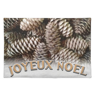 Joyeux Noel Christmas Holiday Pine Cone Placemat