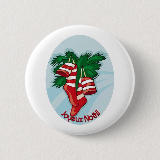 Joyeux Noel Christmas Stockings Button (Front)