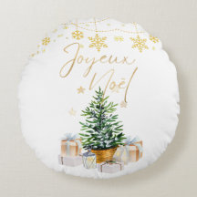 Joyeux Noel Christmas Tree Gold Snowflakes