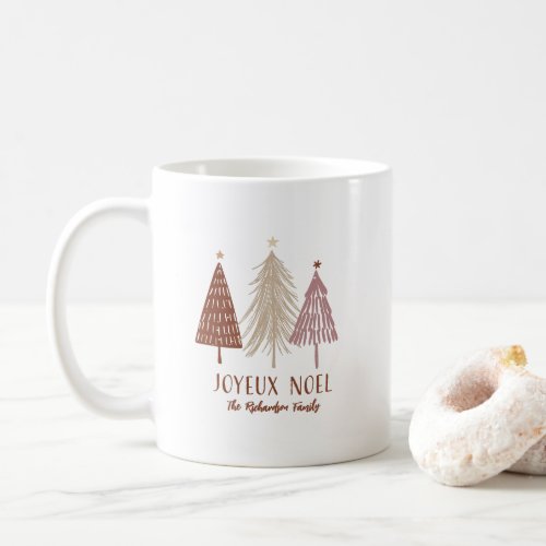 Joyeux Noel Christmas Trees Holiday Elegant Custom Coffee Mug