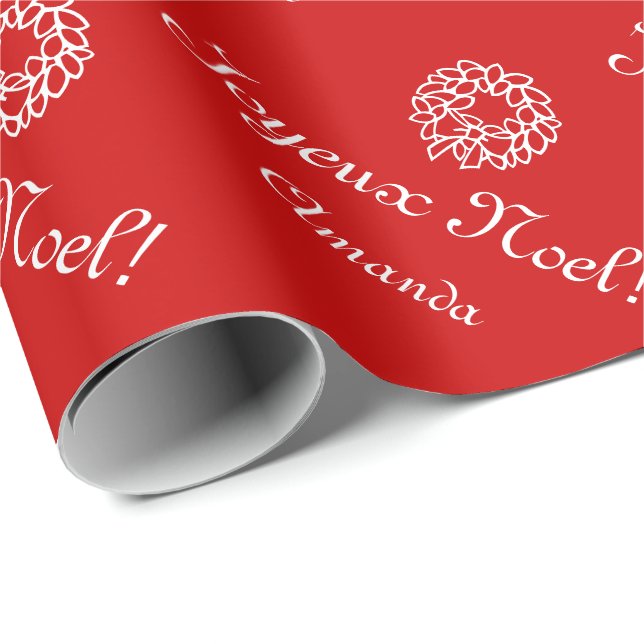Joyeux Noel Christmas wrapping paper | Personalize (Roll Corner)