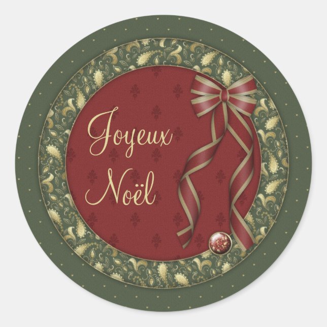 Joyeux Noel Classic Round Sticker (Front)
