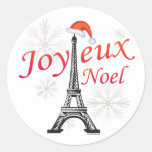 Joyeux Noel Classic Round Sticker at Zazzle