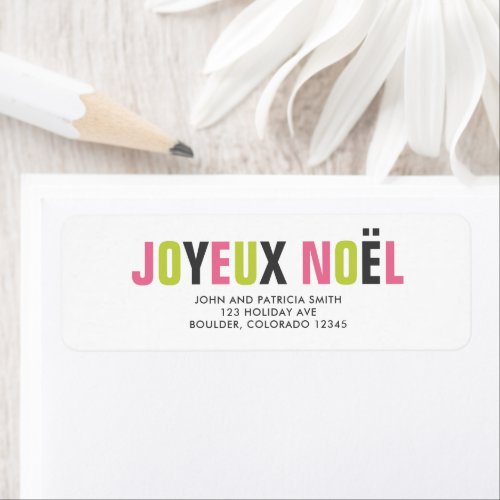 Joyeux Noel Colorful Bold Letters Label