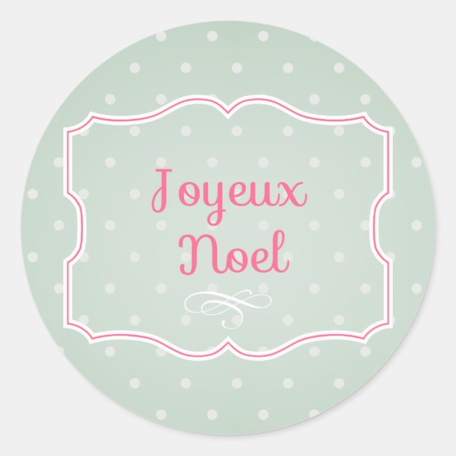 Joyeux Noel Cupcake Topper/Sticker Classic Round Sticker (Front)