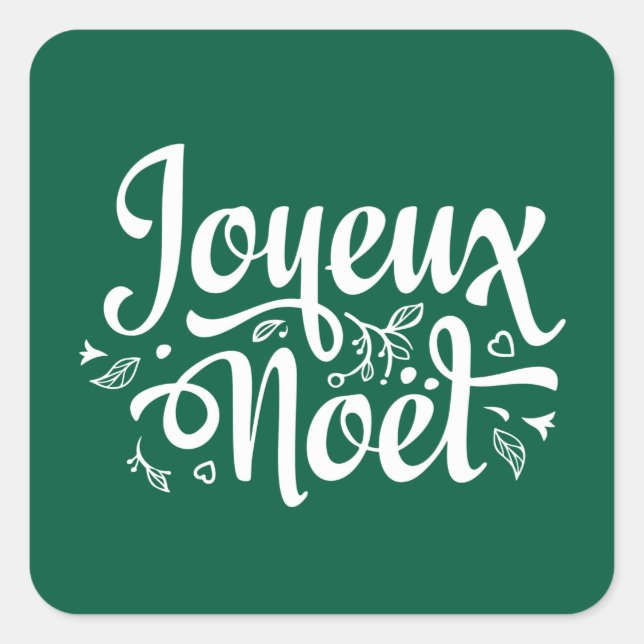 Joyeux Noel Elegant Red French Christmas  Square Sticker (Front)