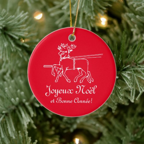 Joyeux Nol et bonne annee French Christmas Ceramic Ornament