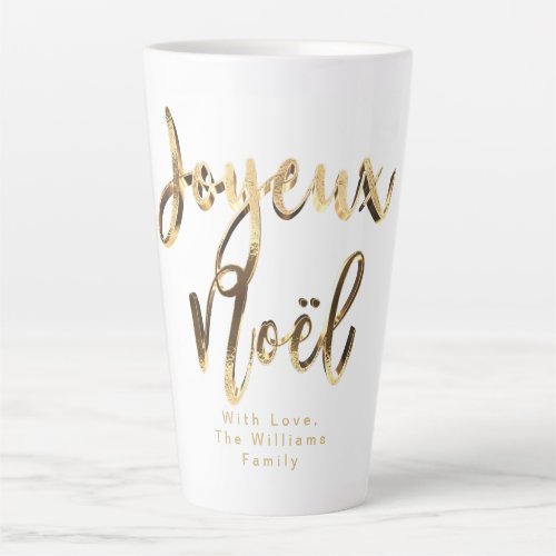 Joyeux Noel Faux Gold Script French Christmas Latte Mug